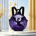 Circular printed shoulder bag / backpack with purple dragon design