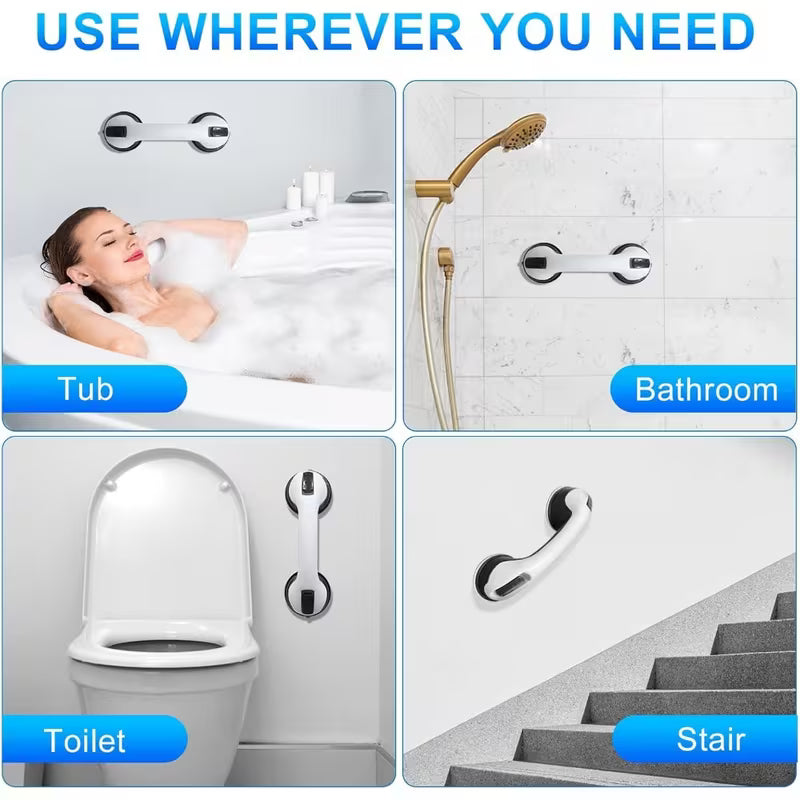 Pack of 2 shower rails grab bars 30cm long with suction attachment