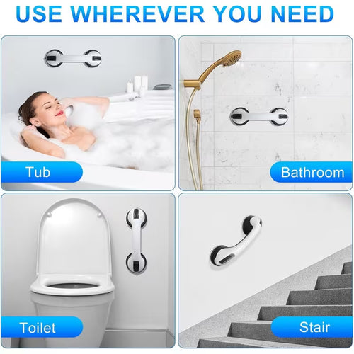 Pack of 2 shower rails grab bars 30cm long with suction attachment