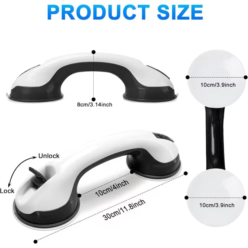 Pack of 2 shower rails grab bars 30cm long with suction attachment