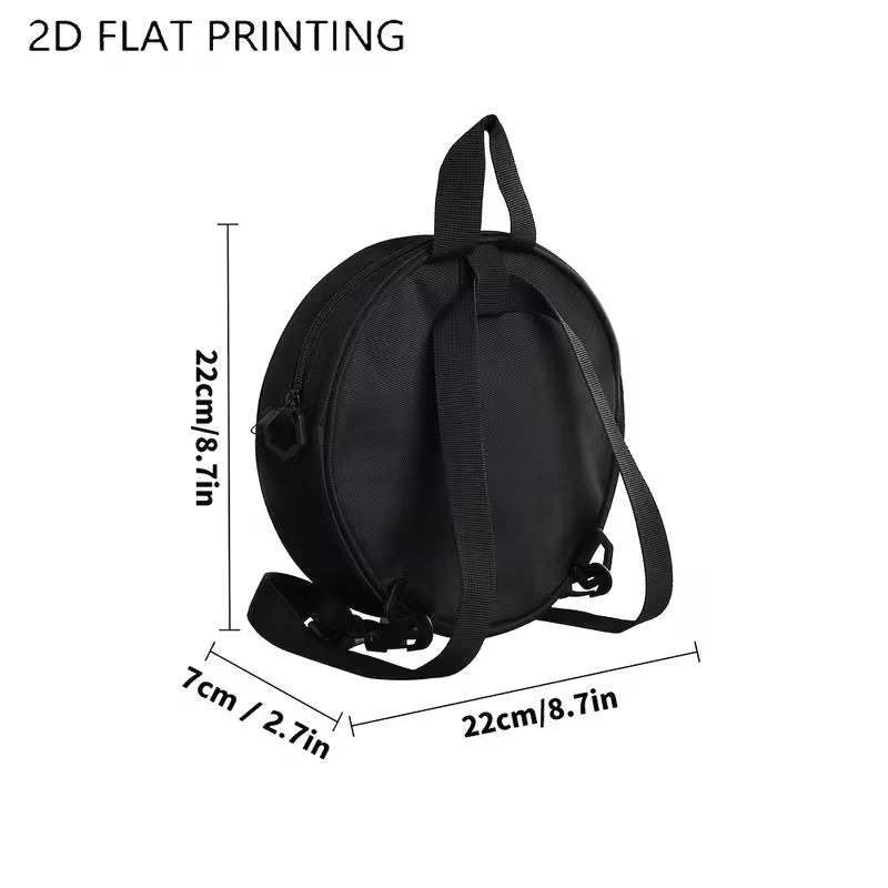 Circular printed shoulder bag / backpack with purple dragon design