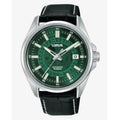 Lorus Mens Fashion Automatic Date 43mm Green Dial Black Leather strap Watch RU409AX9