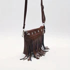 Studded shoulder bag with tassels - Black or Brown