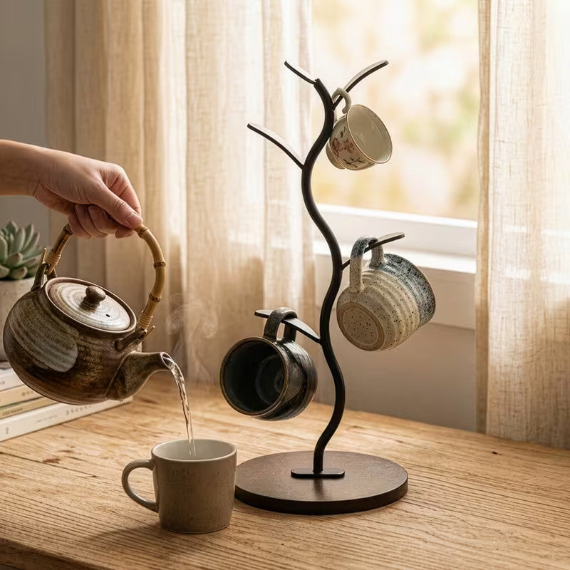 Wood and metal mug tree / key holder