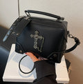Gothic/punk bag inspired handbag/shoulder bag with with studs and metal cross motif