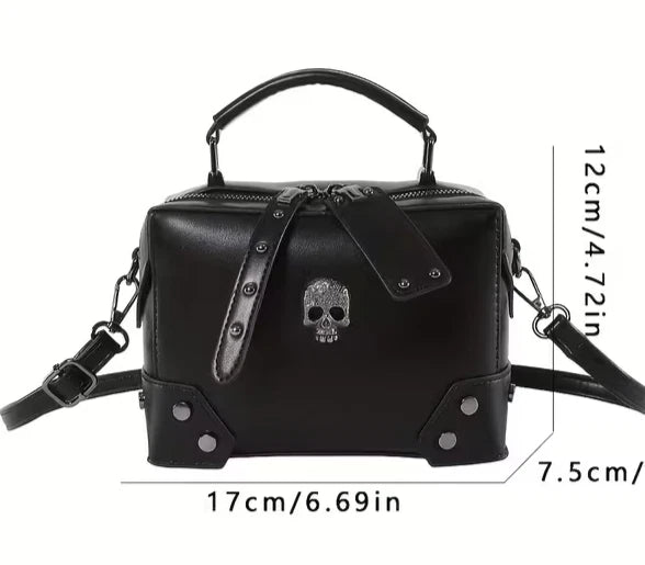 Gothic/punk bag inspired handbag/shoulder bag with with studs and metal skull motif