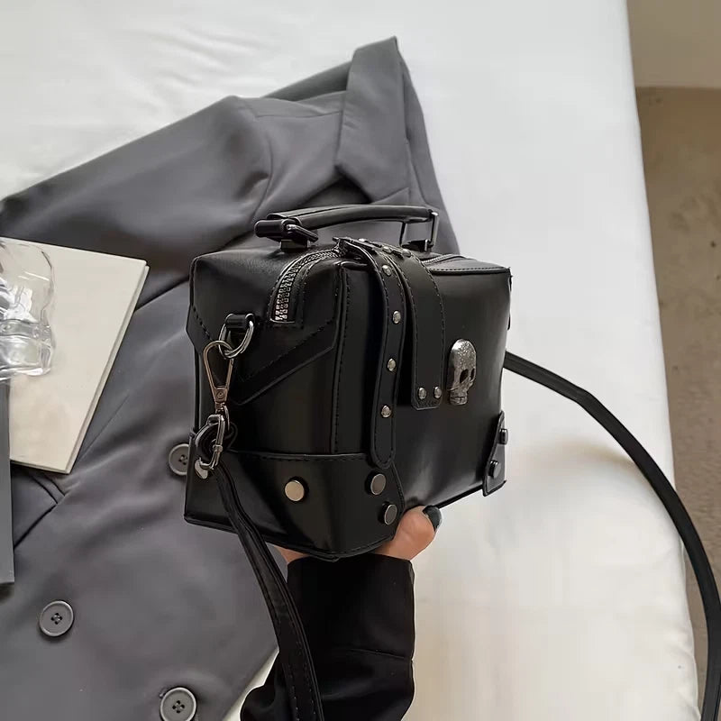 Gothic/punk bag inspired handbag/shoulder bag with with studs and metal skull motif