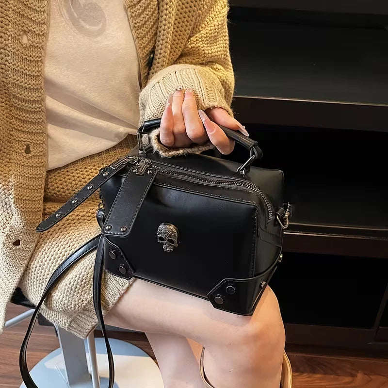Gothic/punk bag inspired handbag/shoulder bag with with studs and metal skull motif