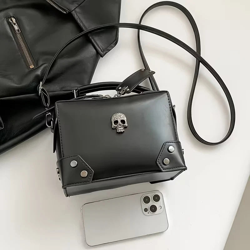 Gothic/punk bag inspired handbag/shoulder bag with with studs and metal skull motif