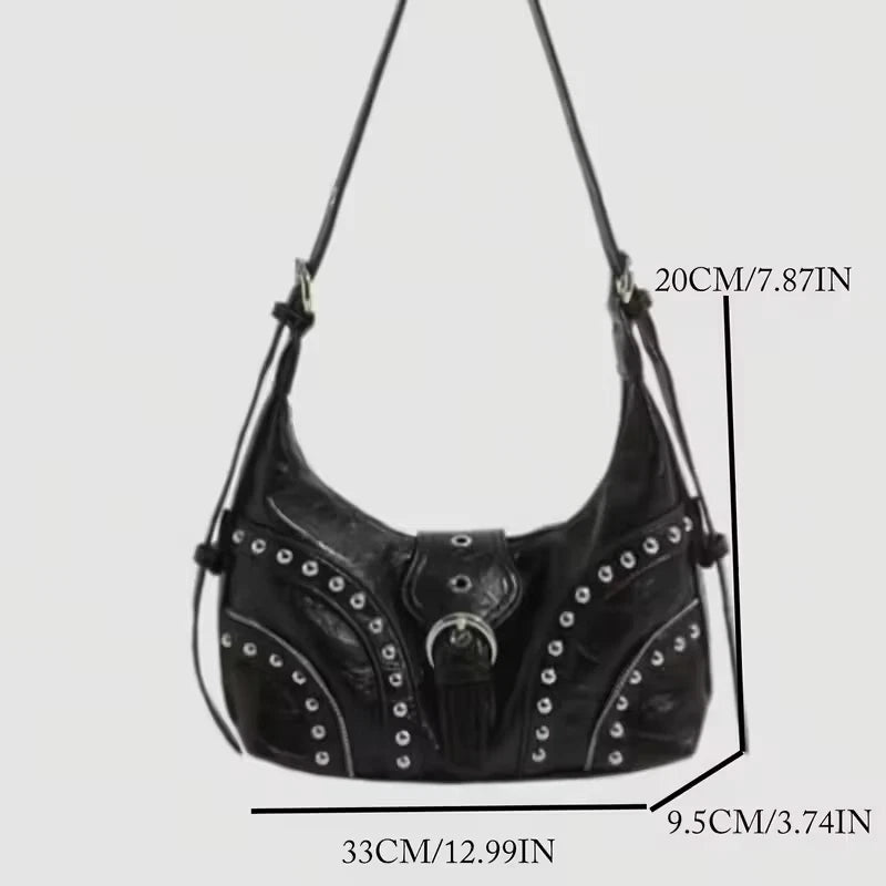 Gothic/punk studded biker style under arm / shoulder  bag