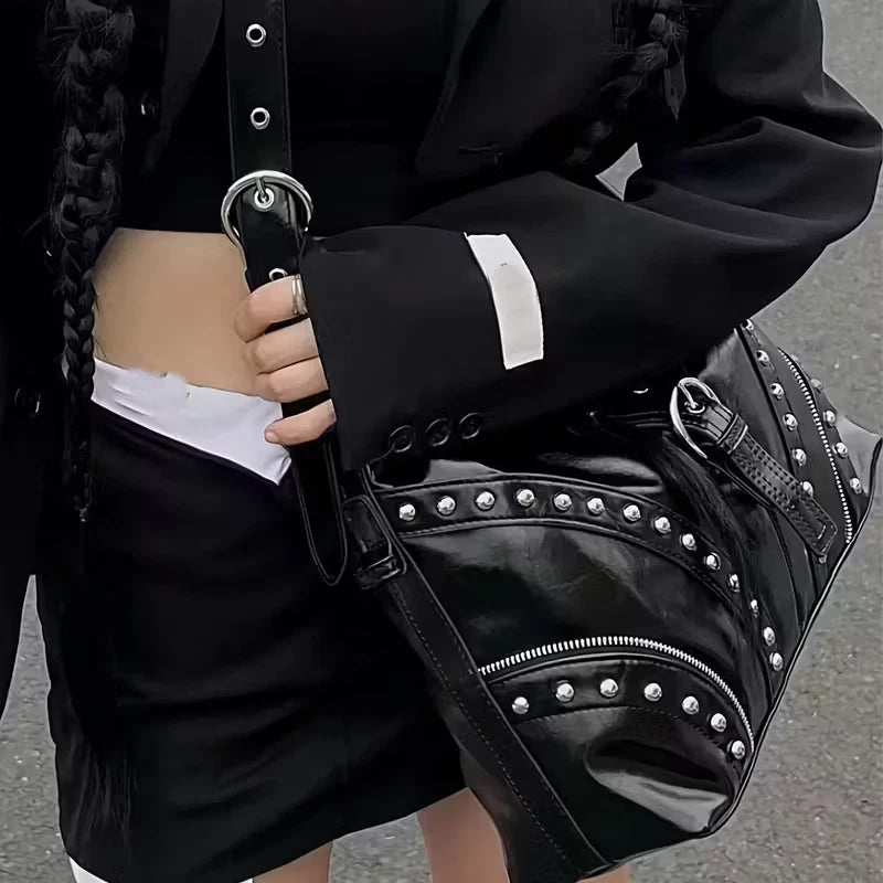 Gothic/punk studded biker style under arm / shoulder  bag
