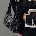 Gothic/punk studded biker style under arm / shoulder  bag