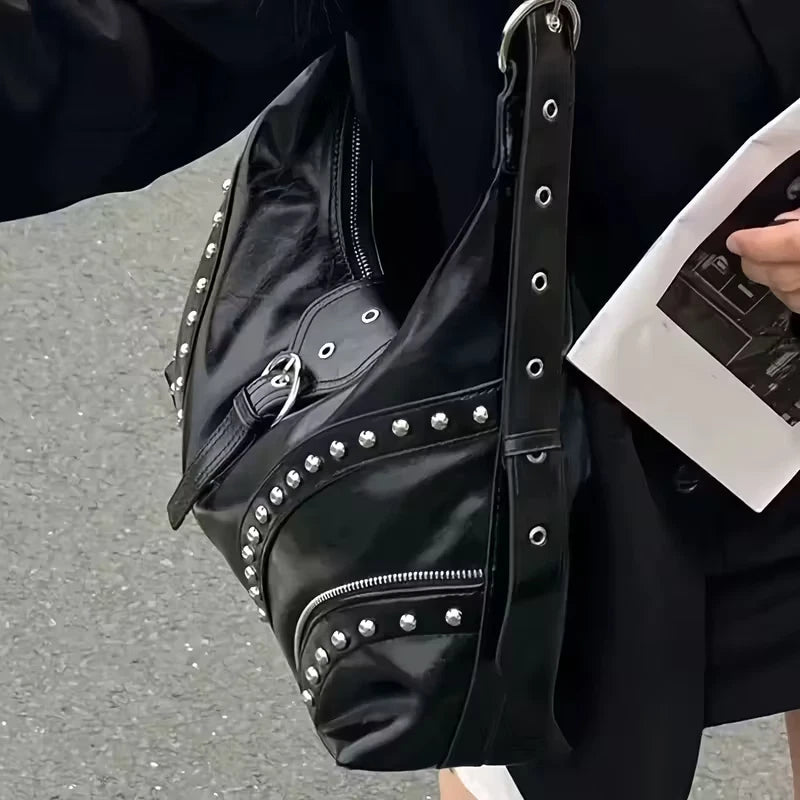 Gothic/punk studded biker style under arm / shoulder  bag