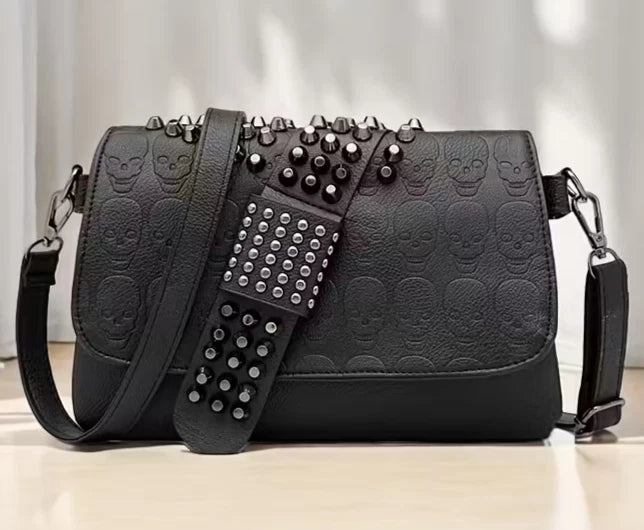 Gothic / Punk Skull embossed studded shoulder bag