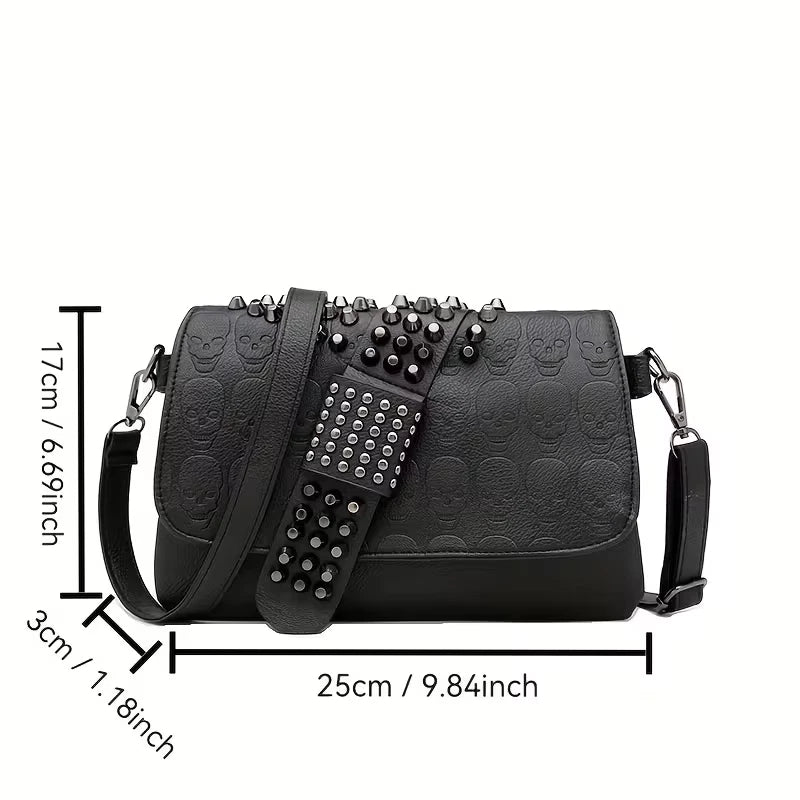 Gothic / Punk Skull embossed studded shoulder bag
