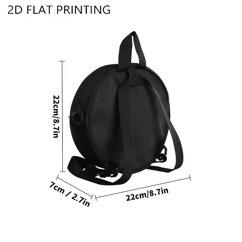 Circular printed shoulder bag / backpack with red dragon design