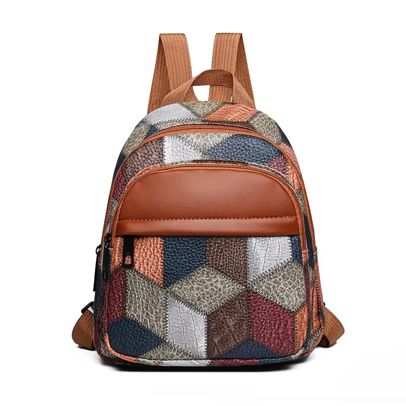 Diamond patchwork backpack / shoulder bag