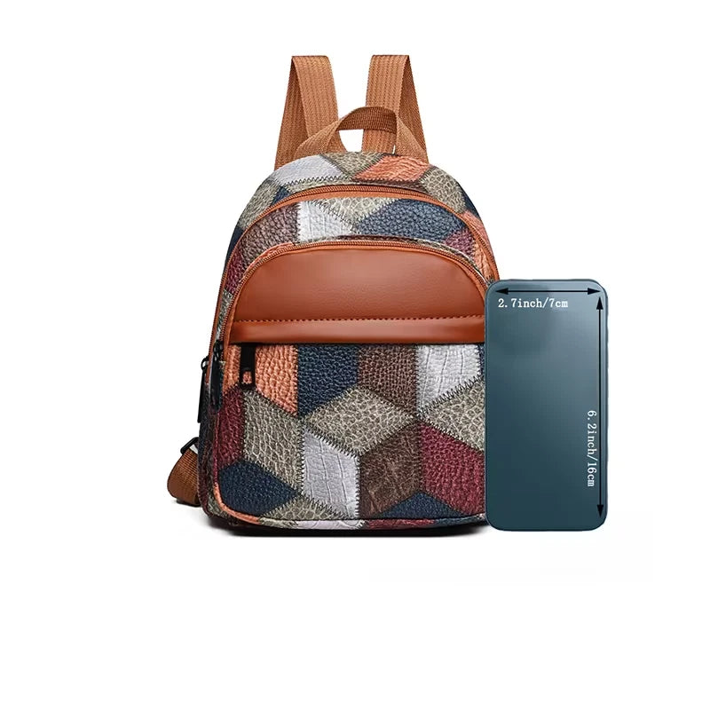 Diamond patchwork backpack / shoulder bag