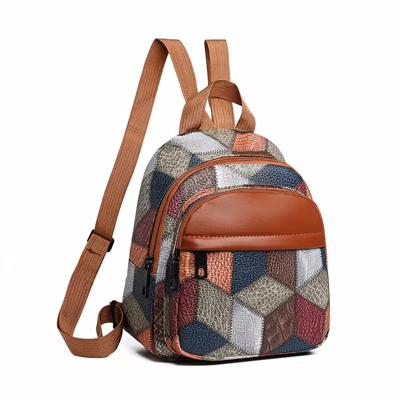Diamond patchwork backpack / shoulder bag