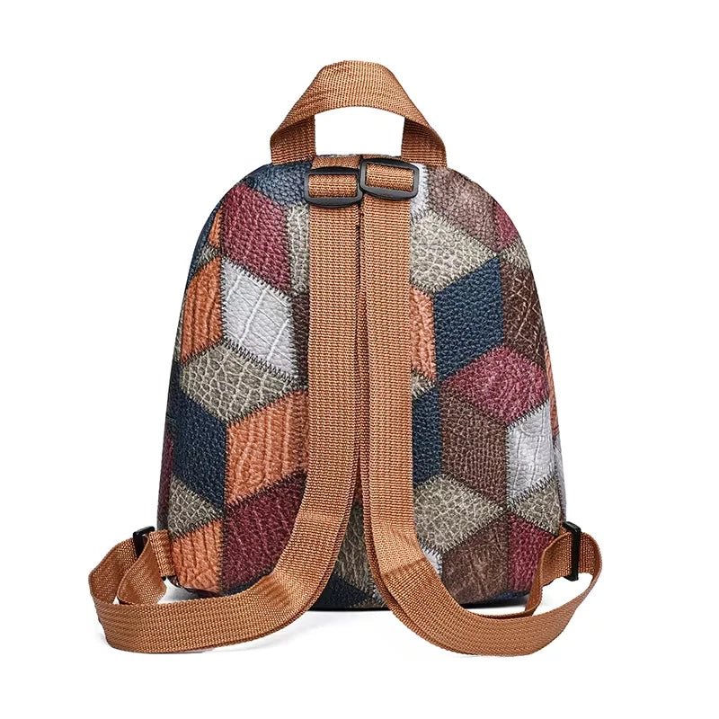 Diamond patchwork backpack / shoulder bag