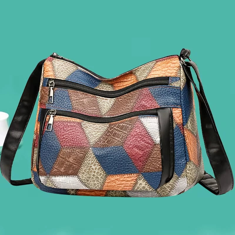 Diamond patchwork shoulder bag