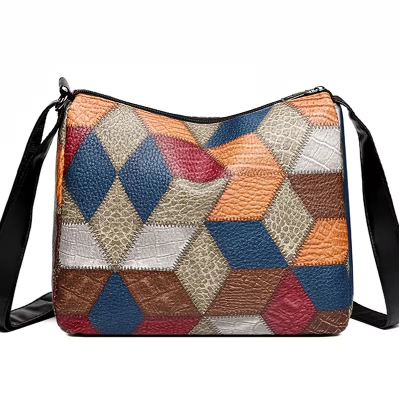 Diamond patchwork shoulder bag