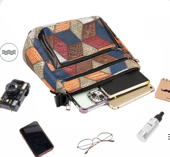 Diamond patchwork shoulder bag