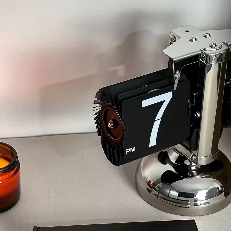 Vintage Digital Flip Down Clock Retro Mechanical Table Clock