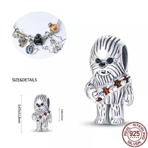 Star Wars Chewbacca Silver Charm for Bracelets