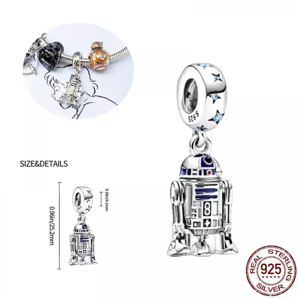 Star Wars R2-D2 Silver Charm for Bracelets